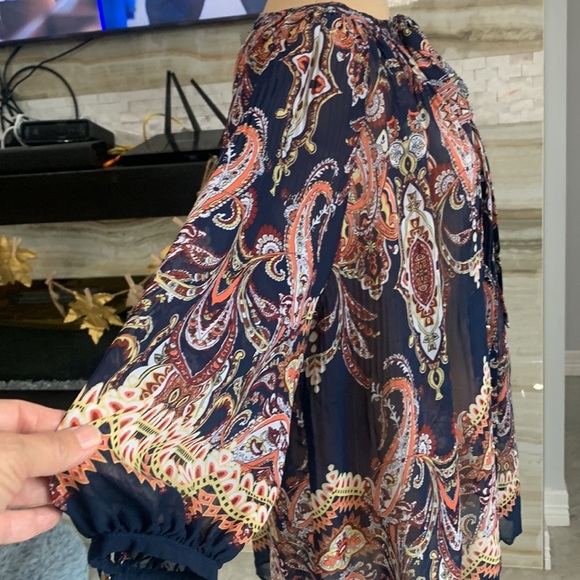 Cato Pleated Tie Front Paisley Woman’s‎ Navy Blue Blouse. Size(14-16) (70) - Picture 6 of 9